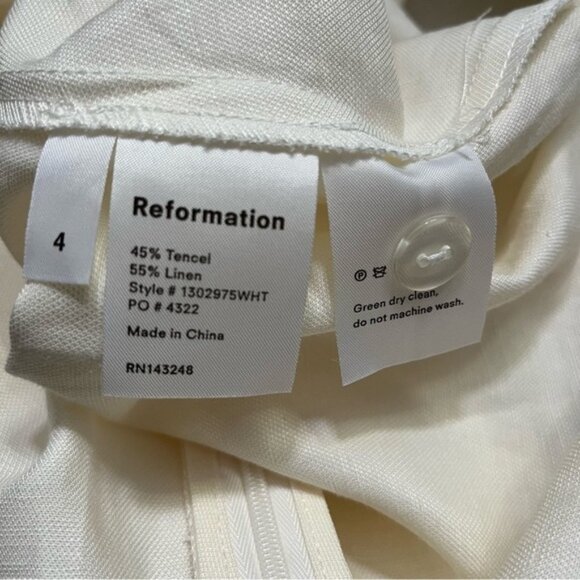 NWT Reformation Avery Linen Dress in White Women Size 4 - Picture 6 of 7